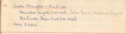 Scan of handwritten track details