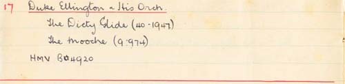 Scan of handwritten track details