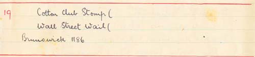 Scan of handwritten track details
