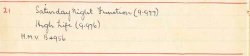 Scan of handwritten track details