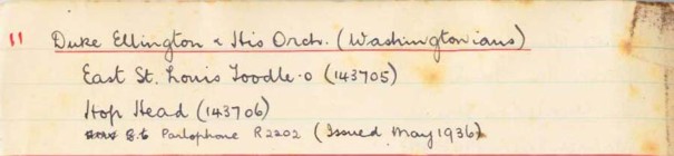 Scan of handwritten track details