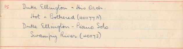 Scan of handwritten track details