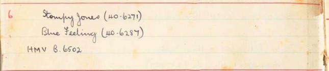 Scan of handwritten track details