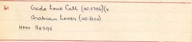 Scan of handwritten track details
