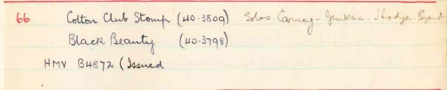 Scan of handwritten track details