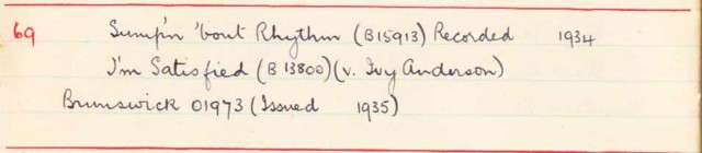 Scan of handwritten track details