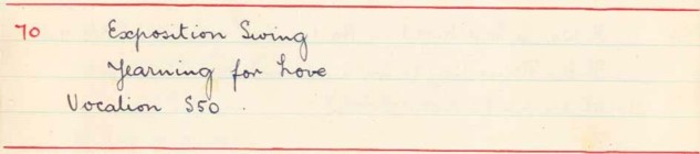 Scan of handwritten track details