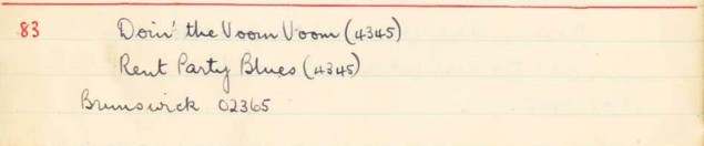 Scan of handwritten track details
