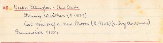 Scan of handwritten track details
