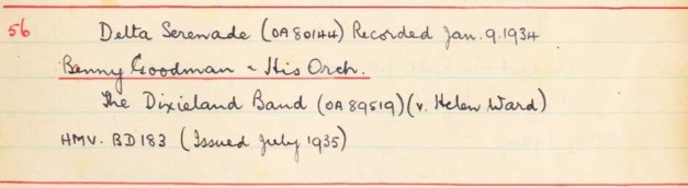 Scan of handwritten track details