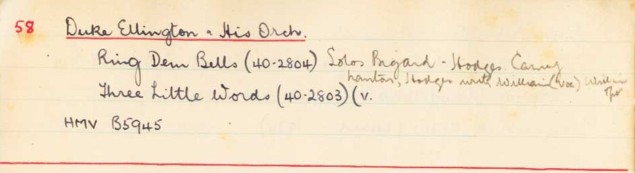 Scan of handwritten track details