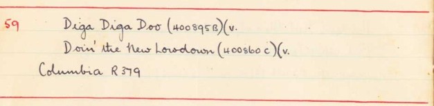 Scan of handwritten track details