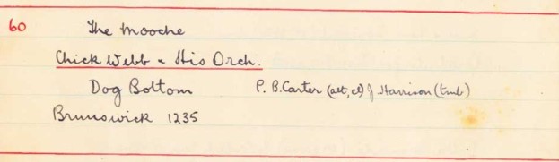 Scan of handwritten track details
