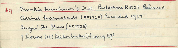 Scan of handwritten track details