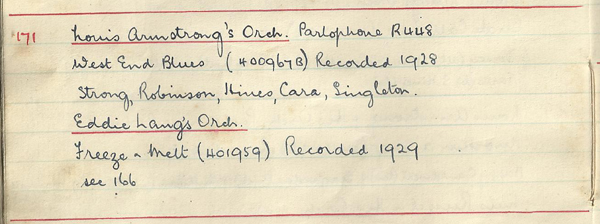 Scan of handwritten track details