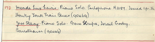 Scan of handwritten track details