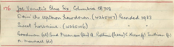 Scan of handwritten track details