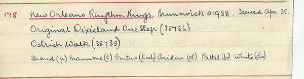 Scan of handwritten track details