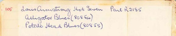 Scan of handwritten track details