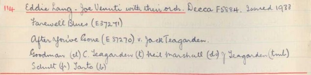 Scan of handwritten track details