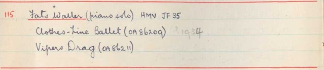 Scan of handwritten track details