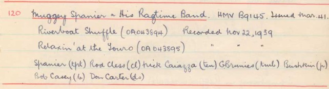 Scan of handwritten track details