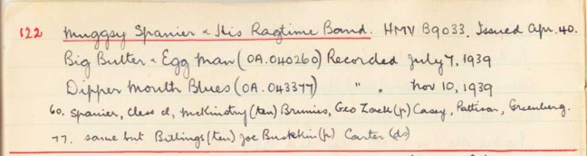 Scan of handwritten track details