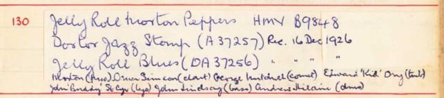 Scan of handwritten track details