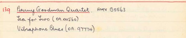 Scan of handwritten track details