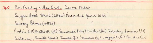 Scan of handwritten track details