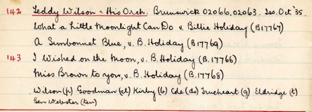 Scan of handwritten track details