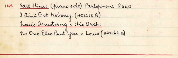 Scan of handwritten track details