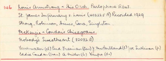 Scan of handwritten track details