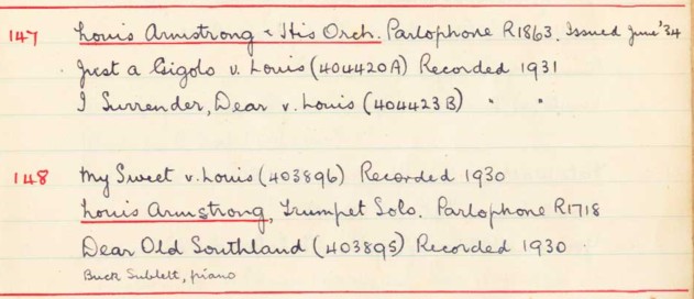 Scan of handwritten track details