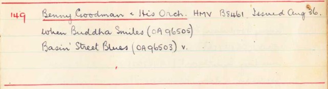 Scan of handwritten track details