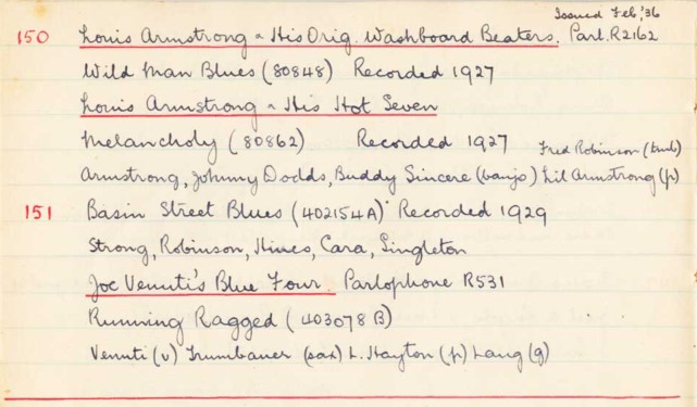 Scan of handwritten track details