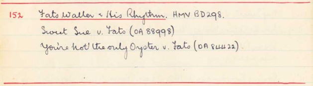 Scan of handwritten track details