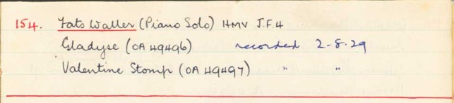 Scan of handwritten track details