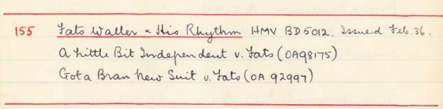 Scan of handwritten track details
