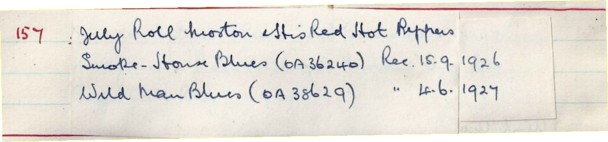 Scan of handwritten track details