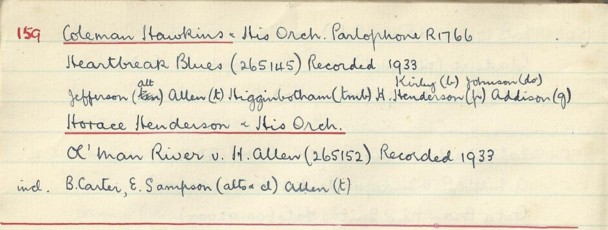 Scan of handwritten track details