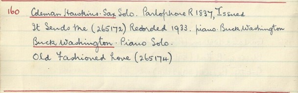 Scan of handwritten track details