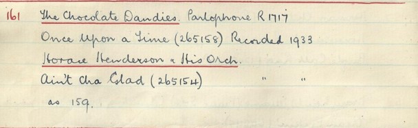 Scan of handwritten track details