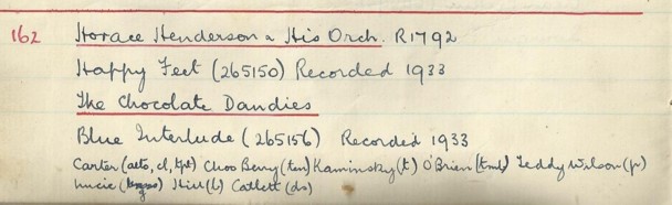 Scan of handwritten track details