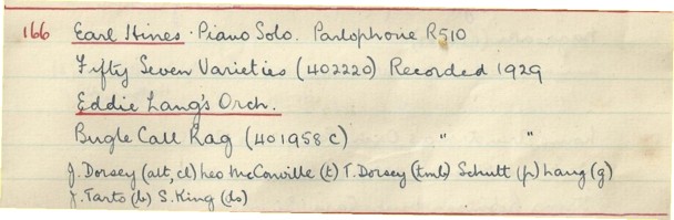 Scan of handwritten track details