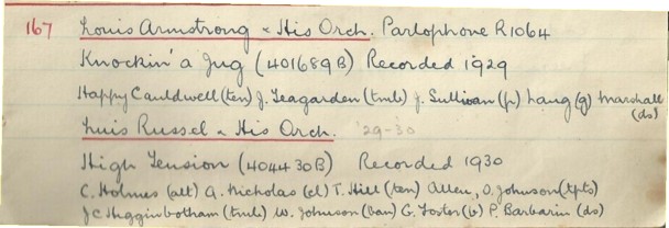 Scan of handwritten track details