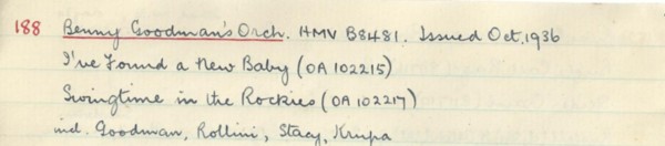 Scan of handwritten track details